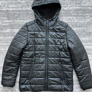 Zara Kids Black Leather-look Short Parka